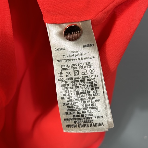 Ted Baker Coral Tie Front Crew Neck Sleeveless Top Office size 0 - Picture 8 of 8